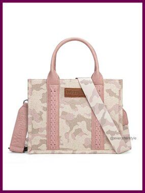 Western Camo Canvas Tote Bag Crossbody Handbag Distressed